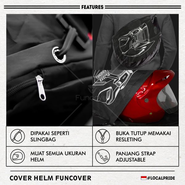 2 fitur cover helm zipper funcover COVER HELM - SLINGBAG